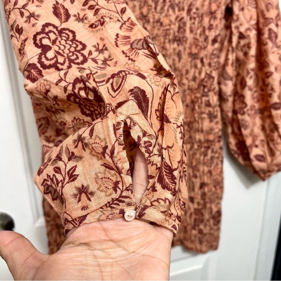 New FREE PEOPLE Smock It To Me Minidress in Apricot Combo Size M - Picture 10 of 16